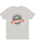 Saw Mill - Short Sleeve Vintage-Style Canine Lumberjack Graphic Tee - Back Print With Front Brand Emblem