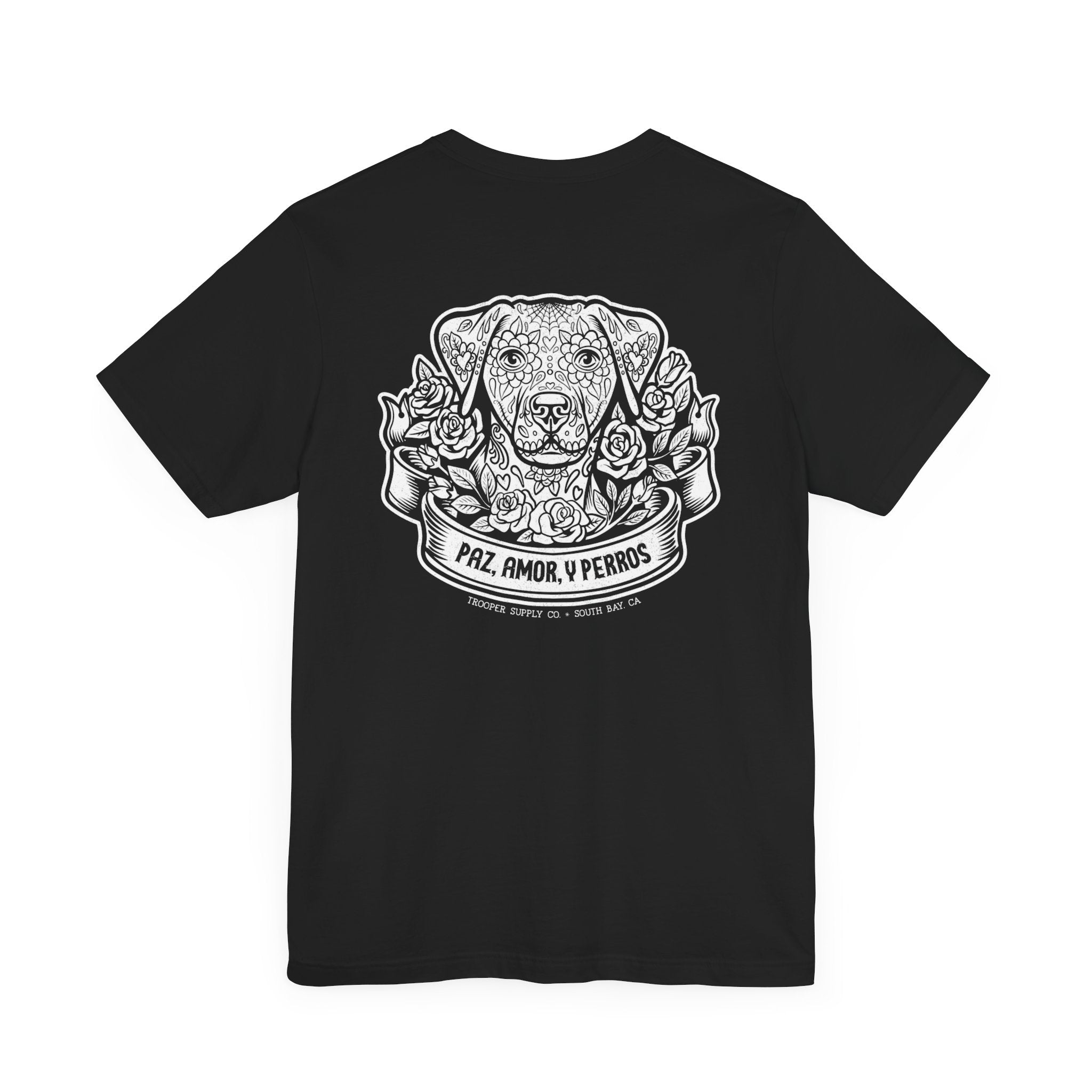 ★WAIKEI★ Dog is love star graphic short sleeve t-shirt pin Dog is love star graphic half sleeve tshirts BLACK - waikei