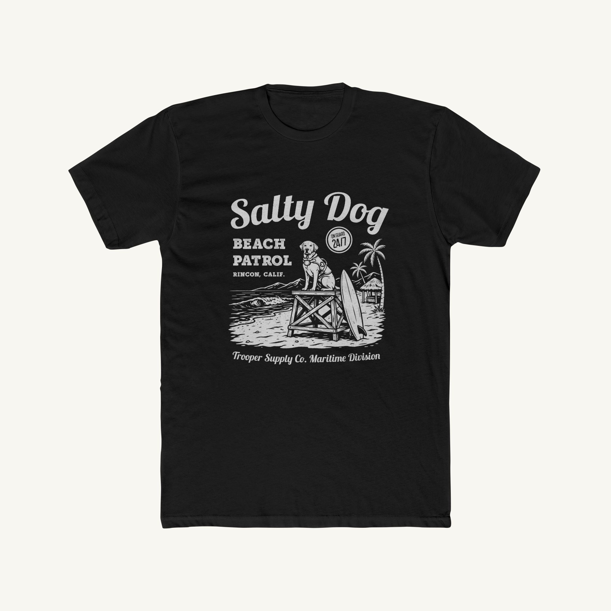 Salty Dog Beach Patrol T-Shirt — Vintage Surf Dog Graphic Tee