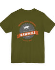 Saw Mill - Short Sleeve Vintage-Style Canine Lumberjack Graphic Tee - Back Print With Front Brand Emblem