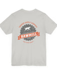 Saw Mill - Short Sleeve Vintage-Style Canine Lumberjack Graphic Tee - Back Print With Front Brand Emblem