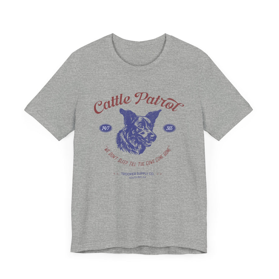 Cattle Patrol - Front Print - Unisex Jersey Short Sleeve Vintage-Style Herding Dog Graphic Tee