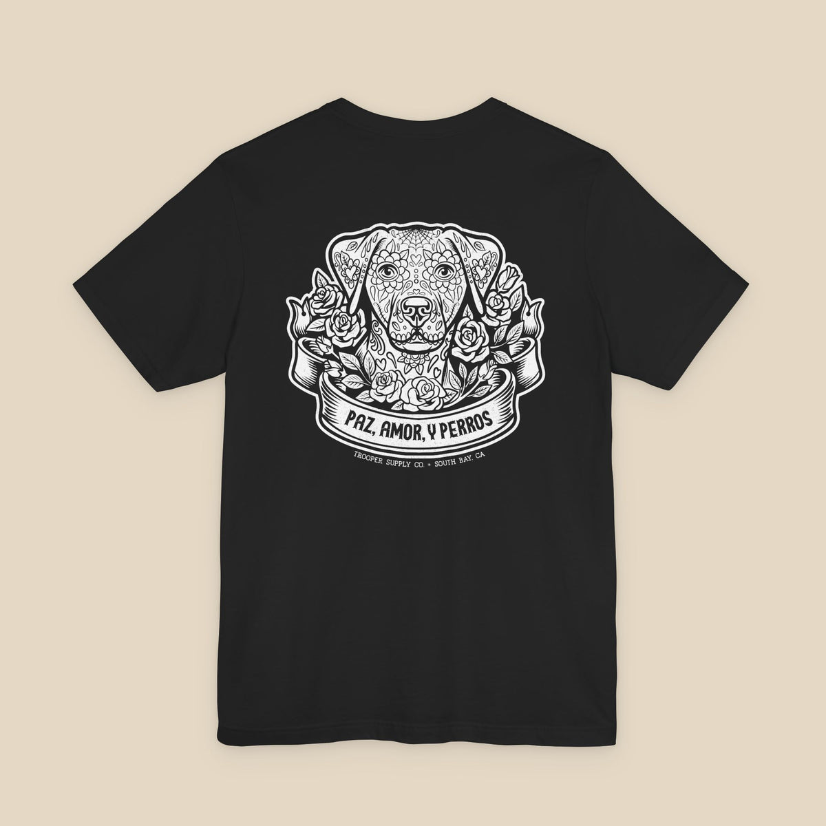 Paz, Amor, Y Perros (Peace, Love & Dogs) - Unisex Jersey Short Sleeve Dog Graphic Tee