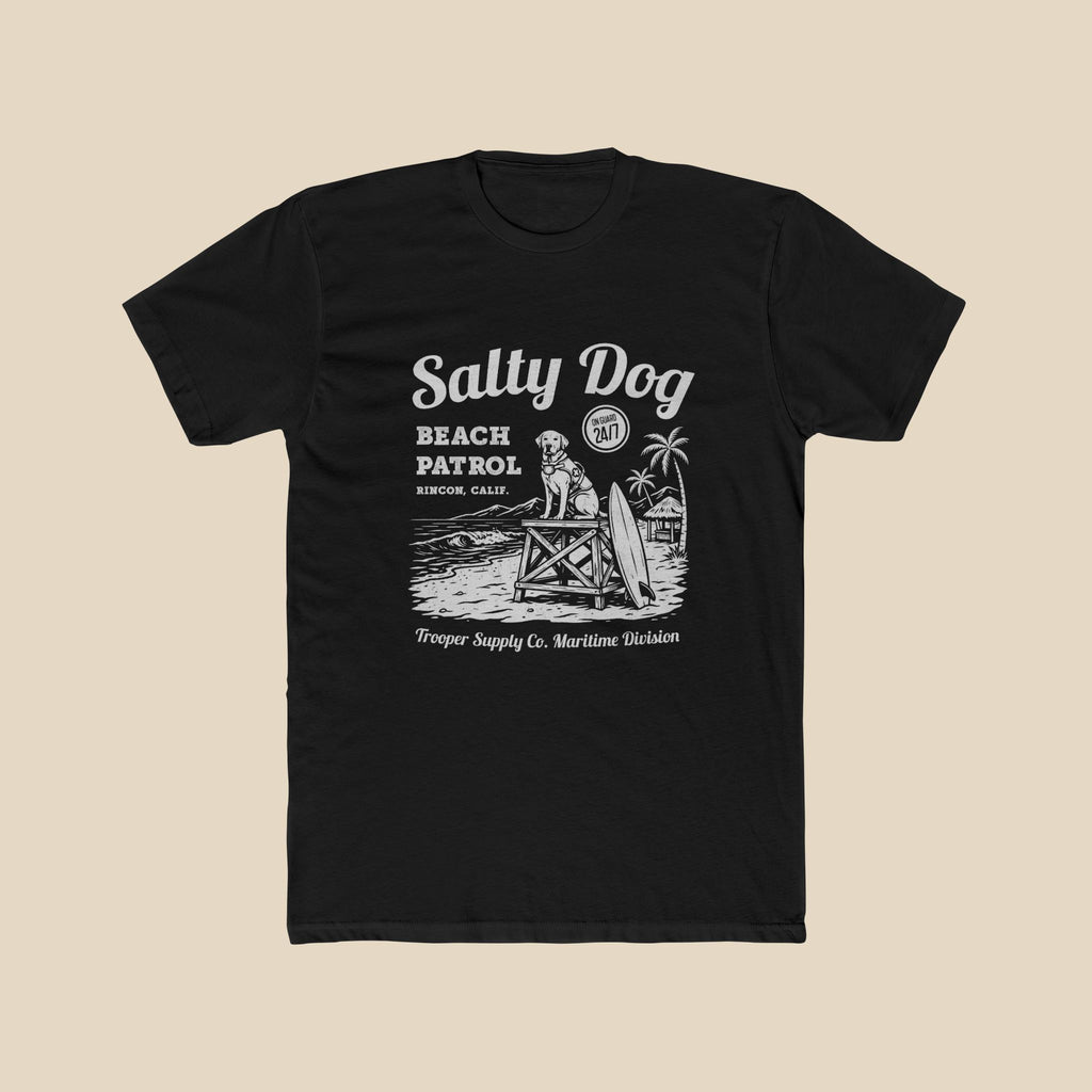 Salty Dog Beach Patrol T-Shirt — Vintage Surf Dog Graphic Tee