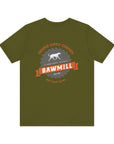 Saw Mill - Short Sleeve Vintage-Style Canine Lumberjack Graphic Tee - Back Print With Front Brand Emblem