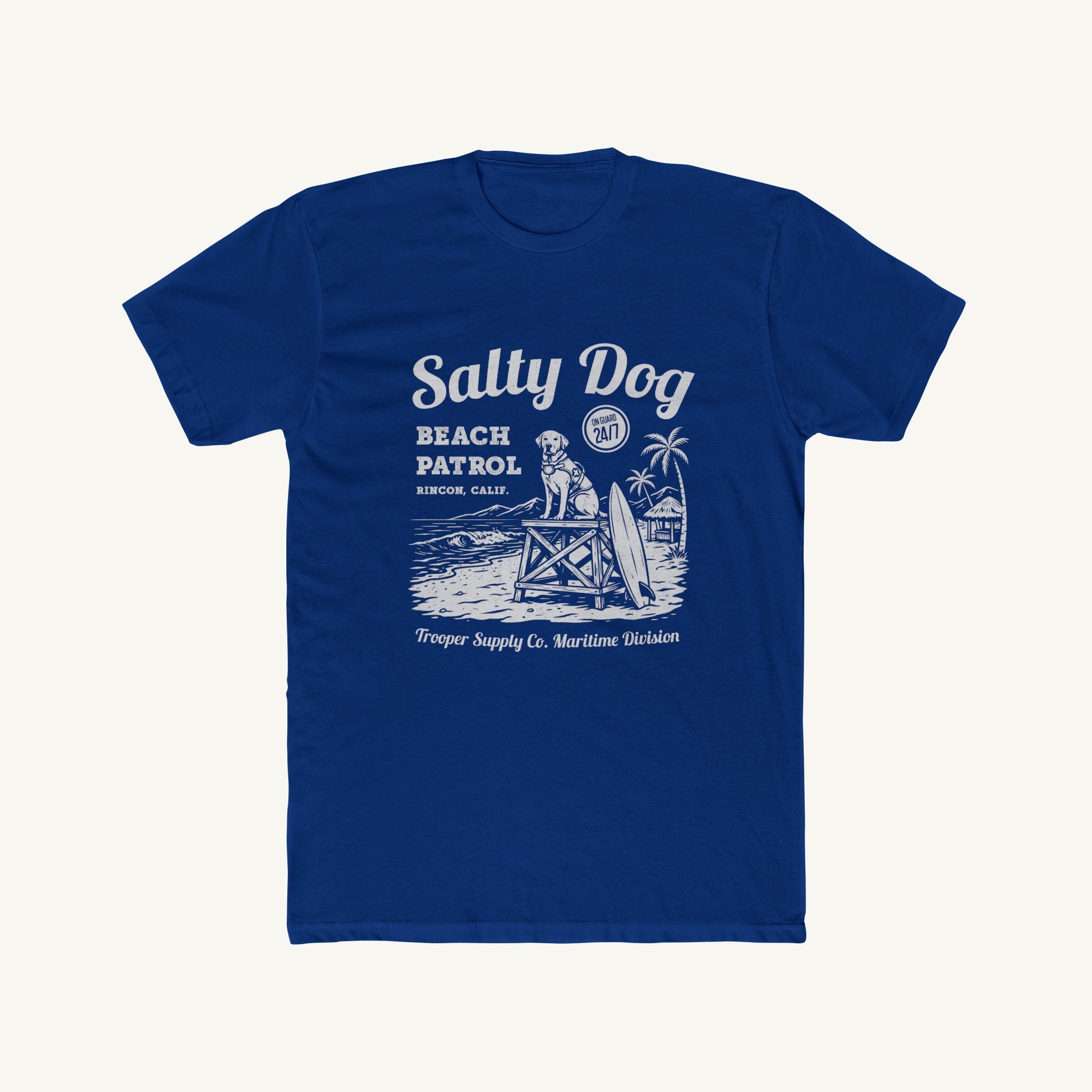 Salty Dog Beach Patrol T-Shirt — Vintage Surf Dog Graphic Tee