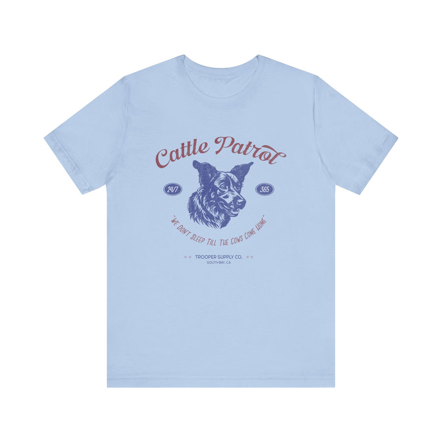 Cattle Patrol - Front Print - Unisex Jersey Short Sleeve Vintage-Style Herding Dog Graphic Tee