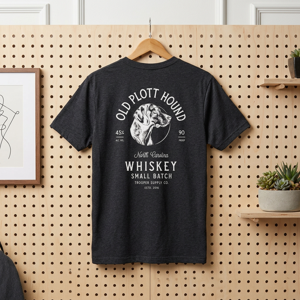 Old Plott Hound Whiskey - Unisex Jersey Short Sleeve Vintage-Style Canine Graphic Tee