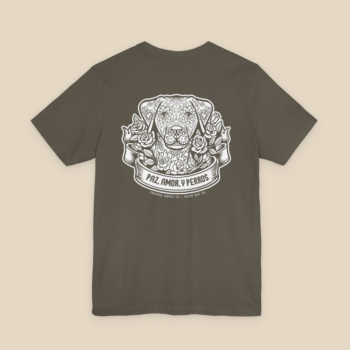 Paz, Amor, Y Perros (Peace, Love & Dogs) - Unisex Jersey Short Sleeve Dog Graphic Tee