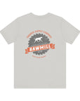 Saw Mill - Short Sleeve Vintage-Style Canine Lumberjack Graphic Tee - Back Print With Front Brand Emblem