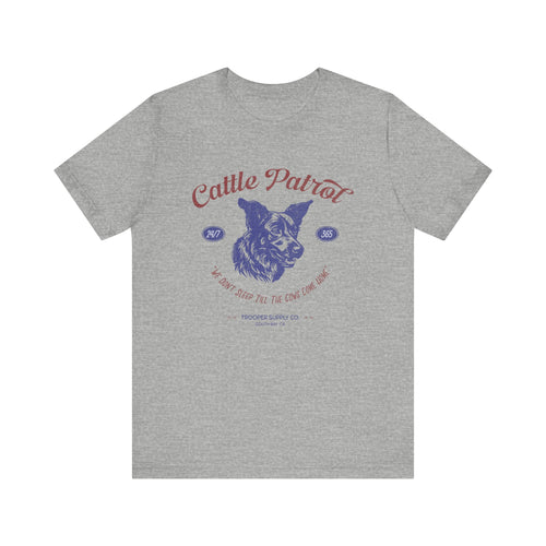 Cattle Patrol - Front Print - Unisex Jersey Short Sleeve Vintage-Style Herding Dog Graphic Tee