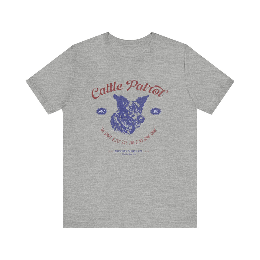 Cattle Patrol - Front Print - Unisex Jersey Short Sleeve Vintage-Style Herding Dog Graphic Tee