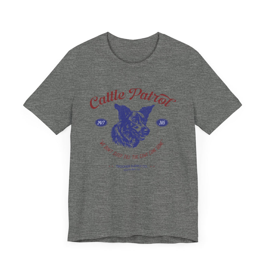 Cattle Patrol - Front Print - Unisex Jersey Short Sleeve Vintage-Style Herding Dog Graphic Tee