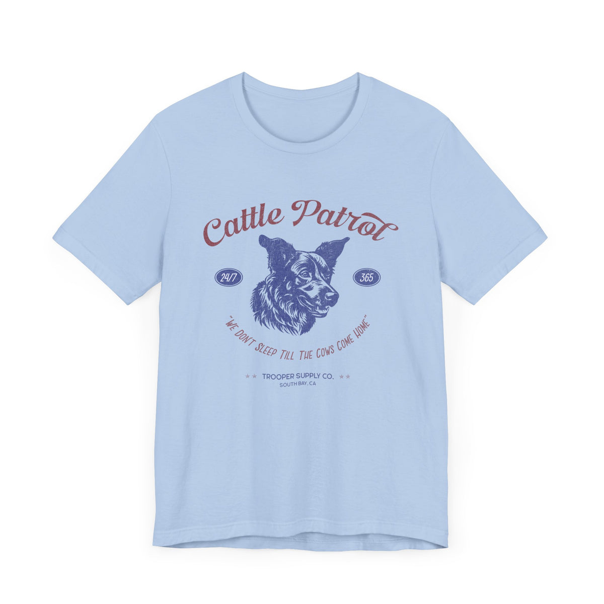 Cattle Patrol - Front Print - Unisex Jersey Short Sleeve Vintage-Style Herding Dog Graphic Tee