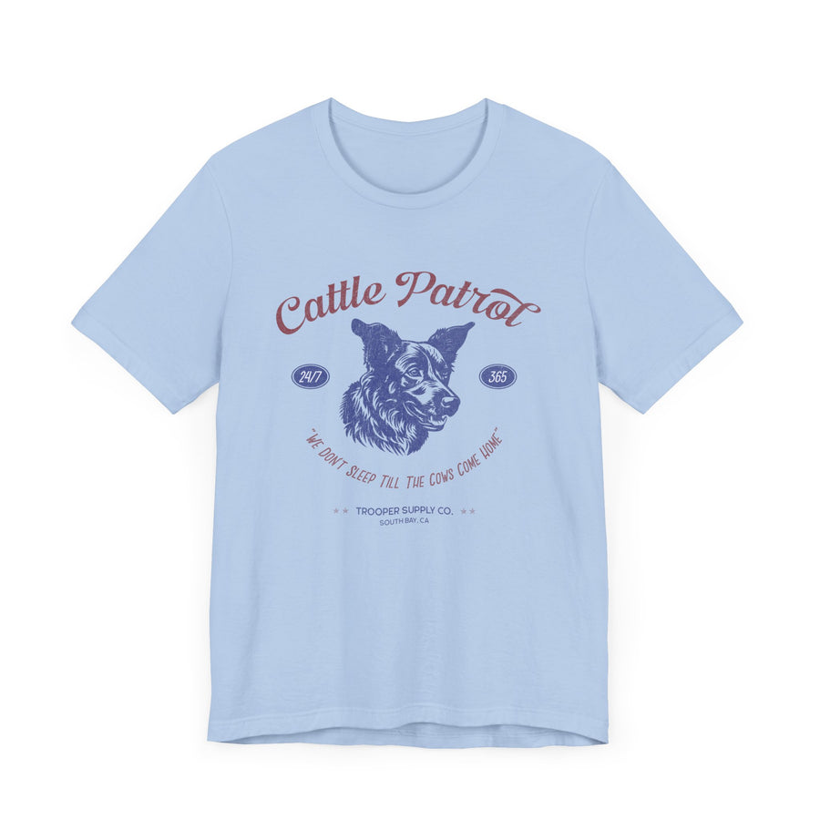 Cattle Patrol - Front Print - Unisex Jersey Short Sleeve Vintage-Style Herding Dog Graphic Tee