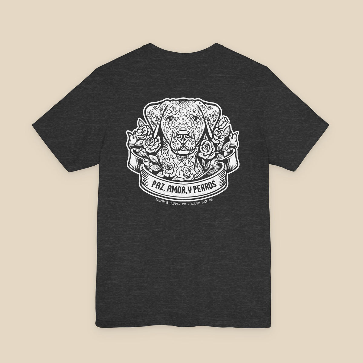 Paz, Amor, Y Perros (Peace, Love & Dogs) - Unisex Jersey Short Sleeve Dog Graphic Tee